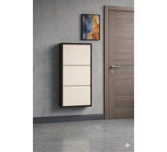 Stewehome Σετ 3 τεμαχίων μεταλλική καφέ κρεμ παπουτσοθήκη με μαγνητικό κάλυμμα και ανθεκτικό σκελετό Καφέ 50x15x103 cm 765714 |  Παπουτσοθήκες στο espiti