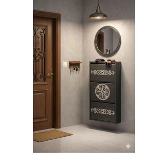 Stewehome Σετ 3 τεμαχίων μεταλλική παπουτσοθήκη με ανθεκτικό καπάκι μαγνητικό στρογγυλό σώμα Μαύρο 50x15x103 cm 430157 |  Παπουτσοθήκες στο espiti
