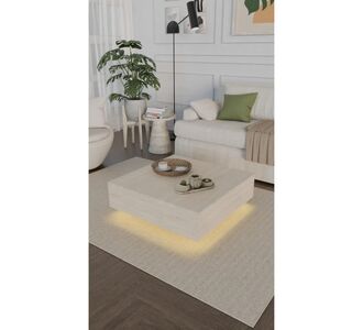 Stewehome Τραπέζι σαλονιού με φωτισμό led από ξύλο πεύκου σε σχήμα τετράγωνο Γκρι 75x75 cm 218140 |  Τραπεζάκια σαλονιού στο espiti