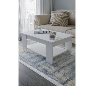 Stewehome μεσαίο τραπέζι σαλονιού με ράφι κάτω σκανδιναβικού στιλ Λευκό 90x60x60 cm 716648 |  Τραπεζάκια σαλονιού στο espiti