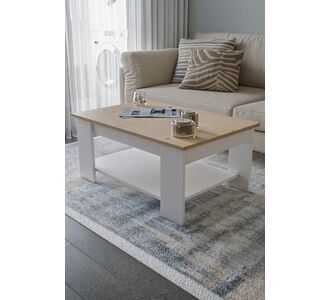 Stewehome Τραπέζι σαλονιού με ράφι σκανδιναβικού μοντέρνου στιλ Λευκό 90x60x60 cm 277554 |  Τραπεζάκια σαλονιού στο espiti