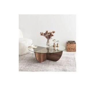 Stewehome γυάλινο τραπεζάκι σαλονιού με γεωμετρικό σχήμα μοντέρνου στιλ Καφέ 375114 |  Τραπεζάκια σαλονιού στο espiti