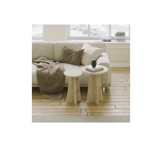 Stewehome Σετ 2 τραπεζάκια σαλονιού με μοτίβο τραβερτίνης Κρεμ 50x40x40 cm 532625 |  Τραπεζάκια σαλονιού στο espiti