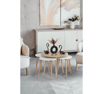 Stewehome Σετ 5 τεμαχίων τραπεζάκια σαλονιού σκανδιναβικού στιλ από λευκή μελαμίνη οβάλ Λευκό 240469 |  Τραπεζάκια σαλονιού στο espiti
