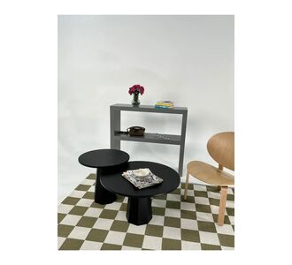 Stewehome Σετ 2 μέσων τραπεζιών σαλονιού από MDF με μοντέρνο γεωμετρικό σχήμα Μαύρο 245186 |  Τραπεζάκια σαλονιού στο espiti