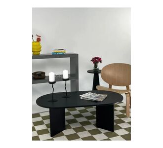 Stewehome Μεγάλο οβάλ τραπεζάκι σαλονιού από mdf για σαλόνι μοντέρνου στιλ Μαύρο 110x60 cm 167367 |  Τραπεζάκια σαλονιού στο espiti