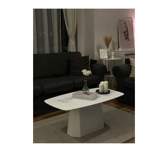 Stewehome Μεγάλο μεσαίο τραπεζάκι σαλονιού από mdf με μοντέρνο γεωμετρικό σχεδιασμό Λευκό 100x52 cm 506127 |  Τραπεζάκια σαλονιού στο espiti