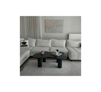 Stewehome Τραπέζι σαλονιού μέσης από mdf στρογγυλό μοντέρνου στιλ Μαύρο 70x110 cm 640123 |  Τραπεζάκια σαλονιού στο espiti
