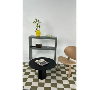 Stewehome Μέσο τραπεζάκι σαλονιού από MDF στρογγυλό μοντέρνου στιλ Μαύρο 110x70 cm 814467 |  Τραπεζάκια σαλονιού στο espiti