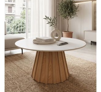 Τραπέζι σαλονιού Franzel pakoworld sintered stone σε όψη μαρμάρου-mdf σε φυσική απόχρωση Φ80x40εκ |  Τραπεζάκια σαλονιού στο espiti