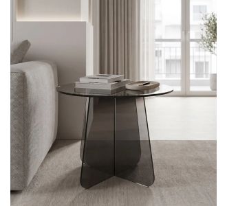 Τραπέζι βοηθητικό Cleary pakoworld tempered 8mm γυαλί ανθρακί Φ50x45εκ |  Τραπεζάκια βοηθητικά στο espiti
