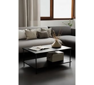 Stewehome Μεταλλικό μοντέρνο ορθογώνιο τραπεζάκι σαλονιού με ράφι (Διάσταση: | Χώρα προέλευσης: TR cm) 90x60x42 cm 662761 |  Τραπεζάκια σαλονιού στο espiti