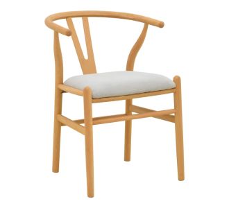 Καρέκλα Wishbone pakoworld rubberwood-ύφασμα σε φυσική-γκρι απόχρωση 51x58x73εκ |  Καρέκλες στο espiti