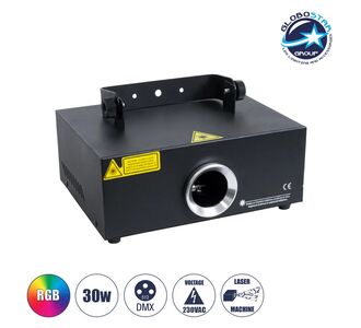 GloboStar® ARES 51127 Επαγγελματικό Laser Projector 30W 1000Mw 300mW RED/635nm - 100mW GREEN/532nm - 600mW BLUE/450nm - AC 220V-240V IP20 3in1 RGB DMX512 - Μ23.5 x Π18 x Υ10cm - 2 Χρόνια Εγγύηση |  Globostar στο espiti