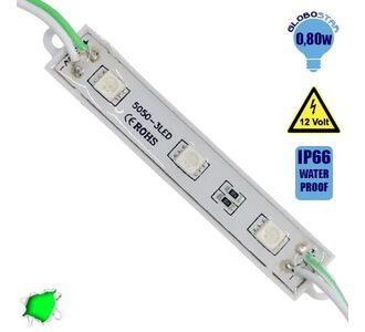 20 Τεμάχια x LED Module 3 SMD 5050 0.8W 12V 50lm IP65 Αδιάβροχο Πράσινο GloboStar 65003 |  Globostar στο espiti
