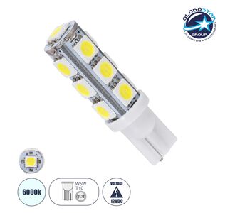 GloboStar® T10 W5W 03040 Λάμπα Αυτοκινήτου LED 13xSMD5050 2.8W 286lm 360° DC 12-16V IP20 Φ1.2 x Υ4cm Ψυχρό Λευκό 6000K |  Globostar στο espiti