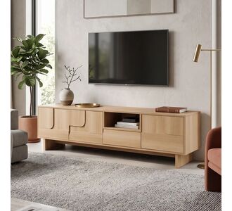 Έπιπλο τηλεόρασης Jenfia pakoworld mdf σε φυσική απόχρωση 180x39x45,5εκ |  Έπιπλα τηλεόρασης στο espiti