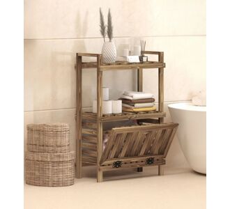 Stewehome Ξύλινη Ντουλάπα Μπανιου με Ράφια &amp; Ντουλάπι Αποθήκευσης ανοιχτόχρωμο ξύλο 90x60x30 cm 508923 |  Στήλες Μπάνιου στο espiti