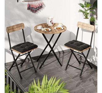 Stewehome Στρογγυλό Bistro Σετ με Μαξιλάρια Τραπέζι και Καρέκλες Κήπου / Λευκό 50x50 cm 137010 |  Σετ τραπεζαρία κήπου στο espiti