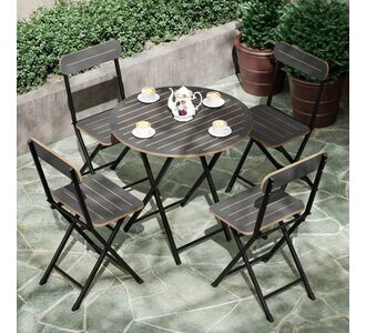 Stewehome Στρογγυλό Bistro Σετ 4 Ατόμων Τραπέζι και Καρέκλες Κήπου / Λευκό 70x70 cm 107095 |  Σετ τραπεζαρία κήπου στο espiti