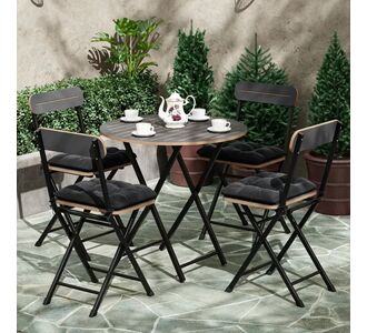 Stewehome Στρογγυλό Bistro Σετ 4 Ατόμων με Μαξιλάρια Τραπέζι και Καρέκλες Κήπου / Πεύκο 70x70 cm 802275 |  Σετ τραπεζαρία κήπου στο espiti