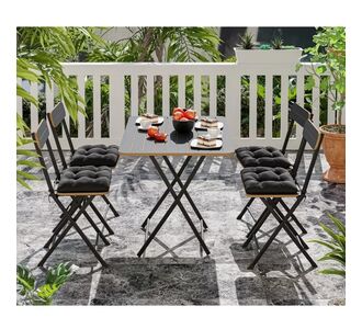 Stewehome Τετράγωνο Bistro Σετ 4 Ατόμων με Μαξιλάρια Τραπέζι και Καρέκλες Κήπου / Λευκό 90x55x70 cm 106692 |  Σετ τραπεζαρία κήπου στο espiti