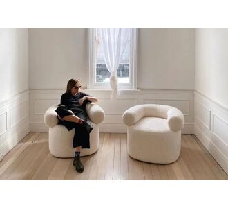 Stewehome Πολυθρόνα Μπούκλε /Λευκό 60x60x65 cm 172509 |  Πολυθρόνες σαλονιού στο espiti