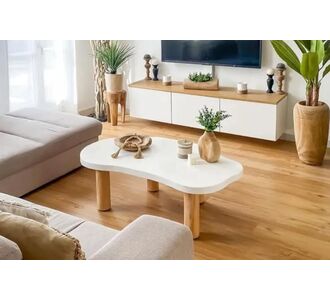 Stewehome Λευκό ξύλινο κεντρικό τραπέζι σαλονιού 120x70x37 cm 188495 |  Τραπεζάκια σαλονιού στο espiti