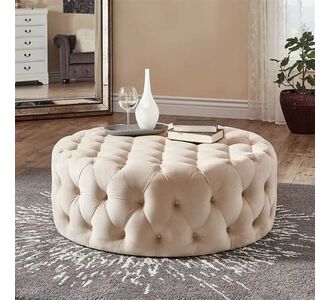 Stewehome Στρογγυλό Chester Pouf (Off White) 70x70 cm 710686 |  Πουφ στο espiti