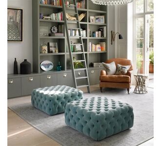 Stewehome τετράγωνο Chester Pouf (Water Green) 80x80 cm 280194 |  Πουφ στο espiti