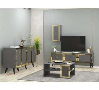 Stewehome BARE 3'li Σαλόνι Έπιπλο Τηλεόρασης Τραπεζάκι &amp; Μπουφές |Γκρι Ανθρακί Ασημί 150x40x80 cm 165718 |  Φοιτητικα Πακετα στο espiti