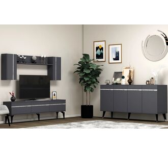 Stewehome Σετ Έπιπλο Τηλεόρασης Defne Λευκό Ασημί 150x40x80 cm 548566 |  Φοιτητικα Πακετα στο espiti