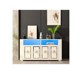 Stewehome Ανθρακί Μπουφέ Κονσόλα με LED Φωτισμό και Χρυσές Λαβές Luxora 120x30x63 cm 874945 |  Βιτρίνες - Έπιπλα εισόδου στο espiti