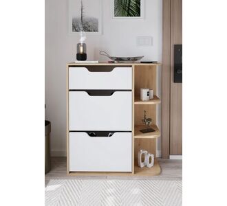 Stewehome Ντουλάπι Εισόδου με 3 Συρτάρια &amp; Πλευρικά Ράφια λευκό 90.1x32.1x106.4 cm 281208 |  Παπουτσοθήκες στο espiti