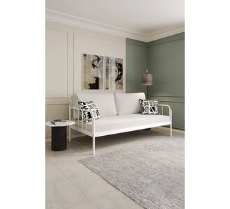 Stewehome Sofia μονό μεταλλικό κρεβάτι καναπές λευκό minimal 90x190x28 cm 898511 |  Κρεβάτια στο espiti