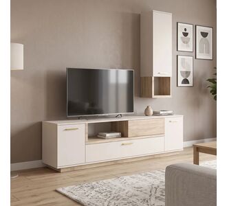Σύνθετο σαλονιού Norda pakoworld κρεμ με oak 187x40x58.4εκ |  Συνθέσεις σαλονιού στο espiti