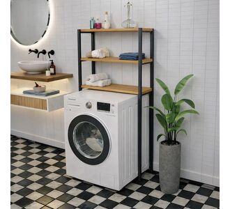 Ραφιέρα μπάνιου Valerio pakoworld oak με μαύρο μέταλο 73x22x150εκ |  Σετ Μπάνιου στο espiti