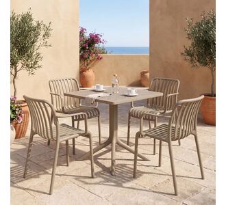 Τραπεζαρία Zoi Groovy pakoworld σετ 5τεμ cappuccino PP 80x80x74εκ |  Σετ τραπεζαρία κήπου στο espiti