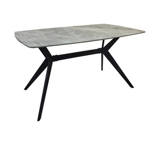 Τραπέζι Ezali pakoworld sintered stone γκρι όψη μαρμάρου με μαύρο μεταλλικό πόδι 140x80x75εκ |  Τραπέζια στο espiti
