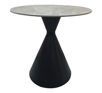 Τραπέζι Flenada pakoworld sintered stone σε γκρι όψη μαρμάρου με μαύρη μεταλλική βάση Φ80x76εκ |  Τραπέζια στο espiti