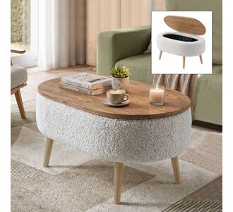 Τραπεζάκι σαλονιού Luno Megapap ύφασμα teddy χρώμα λευκό - pine oak 90x60x45εκ. |  Τραπεζάκια σαλονιού στο espiti