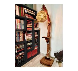 Stewehome Ξύλινο φωτιστικό δαπέδου 140-150 εκ. σειράς Έφεσος φυσικό ξύλινο φωτιστικό γωνιακός φωτισμός-καφέ150cm 560135 |  Δαπέδου στο espiti