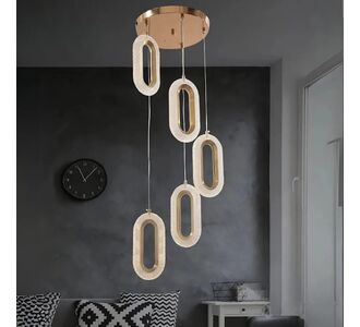 Stewehome Eleni κρεμαστό φωτιστικό LED 5 φώτων τριών χρωμάτων ρυθμιζόμενο χρυσό 40x90x90 cm 116164 |  Οροφής στο espiti