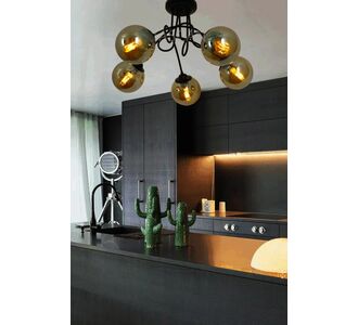 Stewehome Μαύρο Πλαφονιέρα 5 Λάμπες Alberto με Φυμέ Γυαλί 50x40 cm 119435 |  Οροφής στο espiti