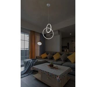Stewehome Μοντέρνο led κρεμαστό φωτιστικό οροφής λευκό με διπλό σχήμα κύκλου 30x40x110 cm 646922 |  Οροφής στο espiti
