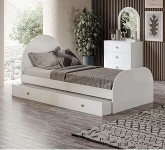 Stewehome Κρεβάτι Yavrulu MDF Λευκό με Διπλό Χώρο Ύπνου 198x98x98 cm 847168 |  Κρεβάτια στο espiti