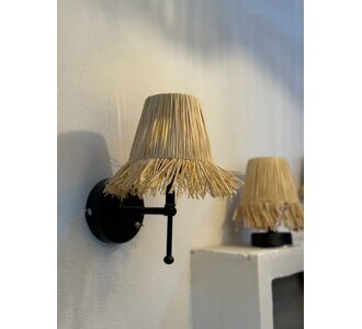 Stewehome Χειροποίητο Ραφιά Απλίκ Τοίχου Boho με Φυσική Φούντα Ασύρματο 30x24 cm 311975 |  Απλίκες στο espiti