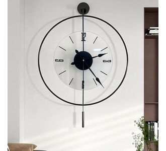 Stewehome Μοντέρνο μαύρο μεταλλικό ρολόι τοίχου με διαφανές γυαλί 50x75 cm 644567 |  Ρολόγια στο espiti