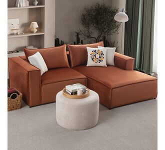 Stewehome Γωνιακός Καναπές Καθιστικού Κεραμιδί 220x150x66 cm 613130 |  Καναπέδες γωνιακοί στο espiti