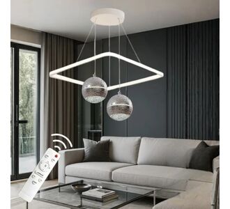 Stewehome Κρεμαστό Φωτιστικό Vivaldi Διπλό Λευκό Χρώμιο LED με Τηλεχειρισμό 45x90x90 cm 183545 |  Οροφής στο espiti